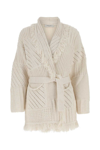 Golden Goose Belted Shawl-collar Cardigan In White