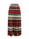 Gucci Midi Multicolor Pleated Striped Skirt In Lurex Woman In Blue