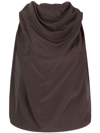 Lanvin Draped Sleeveless Silk Top In Brown