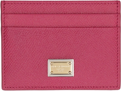 Dolce & Gabbana Logo Detail Leather Card Holder In Pink