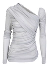 Msgm White Asymmetrical Blouse In Grey