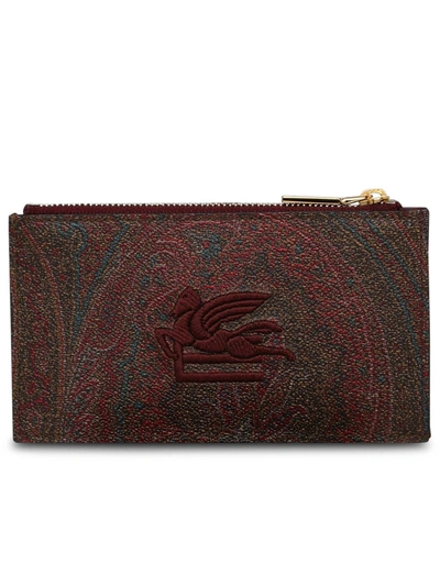 Etro Brown Cotton Card Holder