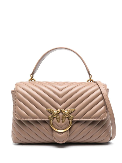 Pinko Love One Quilted Shoulder Bag In Nude