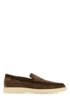 Santoni Mocassini In Pelle Scamosciata Marrone Uomo In Brown