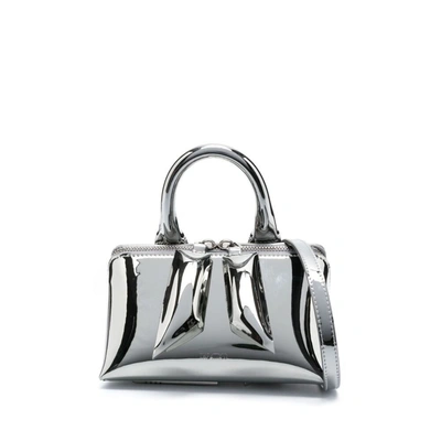 Attico Friday Laminated Crossbody Bag In Silver