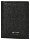 TOM FORD BLACK LEATHER CARD HOLDER WITH LOGO