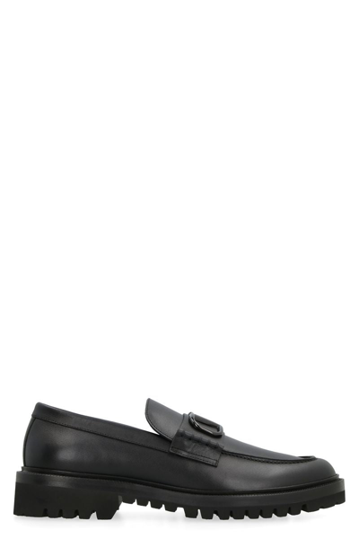 Valentino Garavani Valentino  - Vlogo Signature Leather Loafers In Black