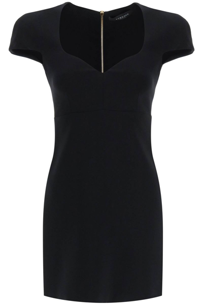 Versace Crepe Mini Dress In Black