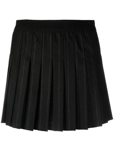 Versace Jeans Couture Pinstripe Pleated Skirt In Black