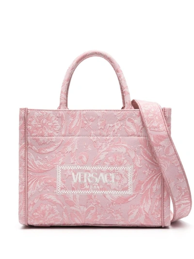 Versace Athena Large Tote In Pinkrosegl