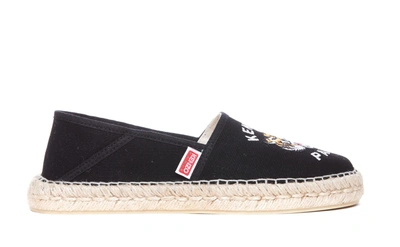 Kenzo Lucky Tiger Cotton Espadrilles In Black