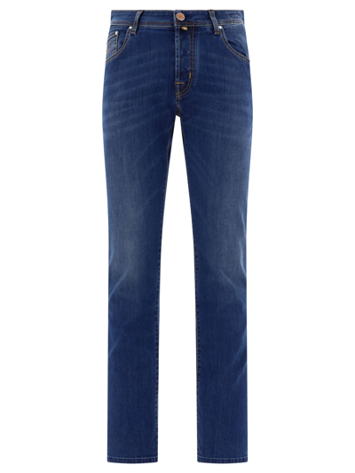 Jacob Cohen Nick Slim Jeans With Pony Skin Salpa In Blue