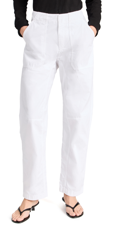 Rag & Bone Leyton Cotton Workwear Trousers In White