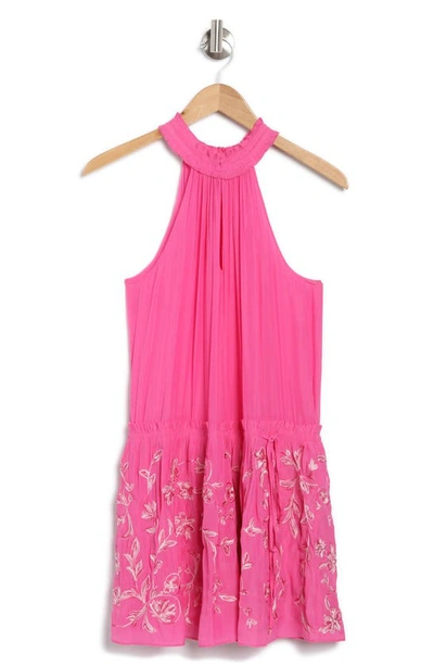 Ramy Brook Marcel Embroidered Dress In Rose Pink