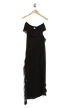 Know One Cares Ruffle Strapless Gown In Black