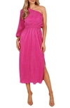 Petal And Pup Womens Pontee One Shoulder Pleated Midi Dress In Orchid