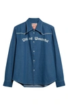 Stockholm Surfboard Club Prince Denim Snap-up Shirt In Blue