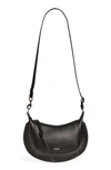 Isabel Marant Oskan Moon Leather Shoulder Bag In Black/ Silver