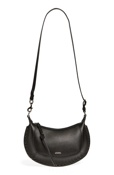 Isabel Marant Oskan Moon Leather Shoulder Bag In Black/ Silver