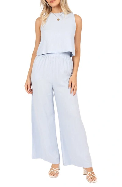 Petal And Pup Marnie Tank & Wide Leg Pants Linen Set In Blue