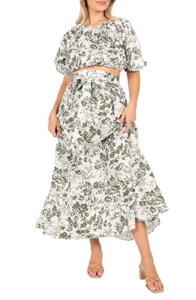 Petal And Pup Womens Delilah Top And Skirt Set In Green Floral
