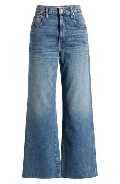 Slvrlake Grace Raw Hem High Waist Crop Wide Leg Jeans In Blue