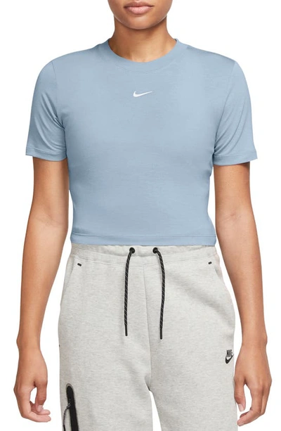 Nike Sportswear Essential Slim Crop Top In Light Armory Blue