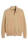 Hugo Boss Boss Mabeo Cotton & Wool Zip Cardigan In Medium Beige