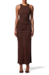 Carolina Herrera Sleeveless Ruched Midi Dress In Brown