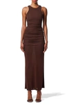 Carolina Herrera Sleeveless Ruched Midi Dress In Mocha