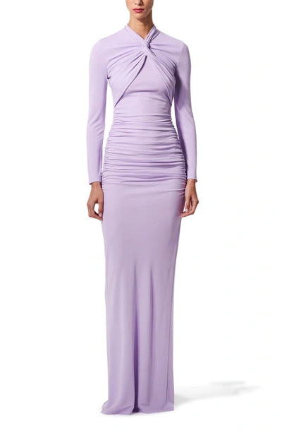 Carolina Herrera Gathered Jersey Gown In Lilac
