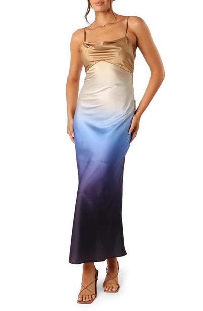 Petal And Pup Dusk Satin Slipdress In Navy Ombre
