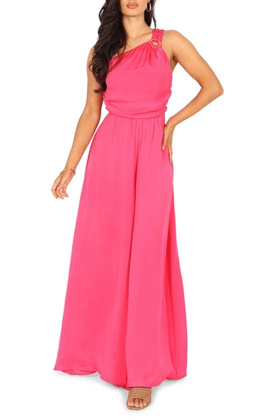 Petal And Pup Sunada One-shoulder Jumpsuit In Fuchsia
