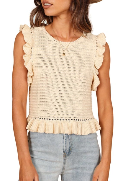 Petal And Pup Katie Frill Sleeveless Sweater In Cream