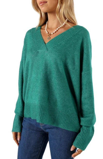 Petal And Pup Palmer V-neck Sweater In Green
