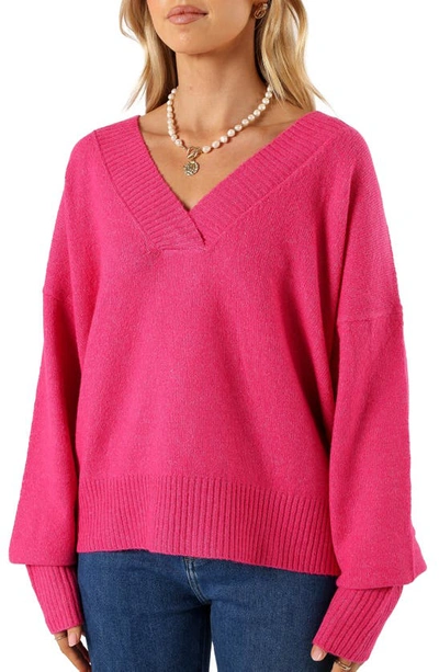 Petal And Pup Palmer V-neck Sweater In Pink