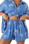 Petal And Pup Amira Print Shorts In Blue Palm Print