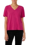 Eileen Fisher Easy V-neck Slub T-shirt In Azalea