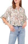 VINCE CAMUTO PAISLEY FLUTTER SLEEVE GEORGETTE TOP