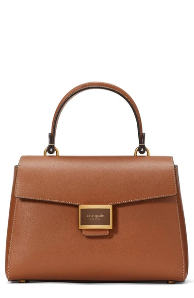 Kate Spade Medium Katy Textured Leather Top Handle Bag In Allspice Cake