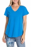 Apny V-neck High-low T-shirt In French Blue