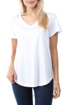 Apny V-neck High-low T-shirt In White