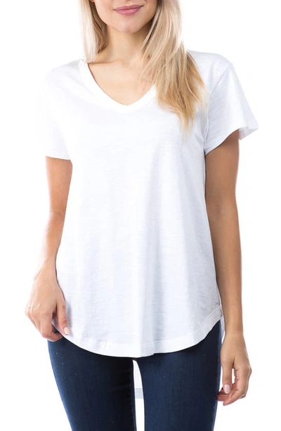 Apny V-neck High-low T-shirt In White