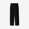 Burberry Wool Silk Pleated Tailored Trousers In Black