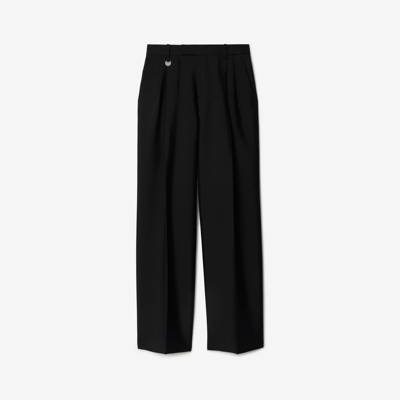 Burberry Wool Silk Tailored Trousers In Black