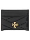 Tory Burch Kira Diamond Leather Card Case In Black