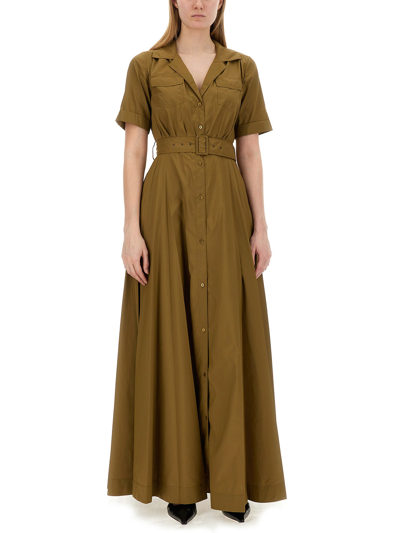 Staud Millie Belted Dress In Brown