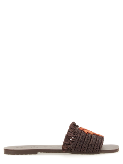 Manebi Sandal With Logo In Brown