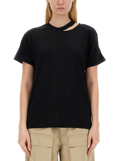Mm6 Maison Margiela T-shirt With Cut Out Detail In Black