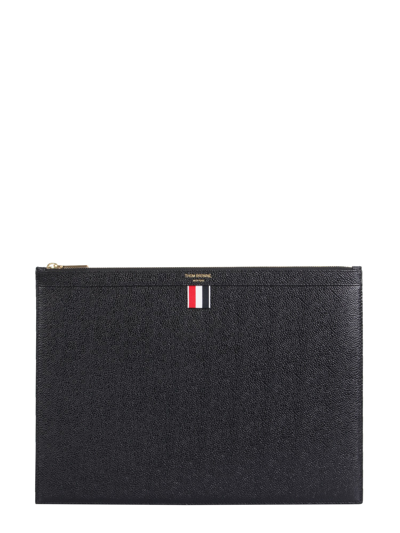 Thom Browne Leather Medium Document Holder In Black